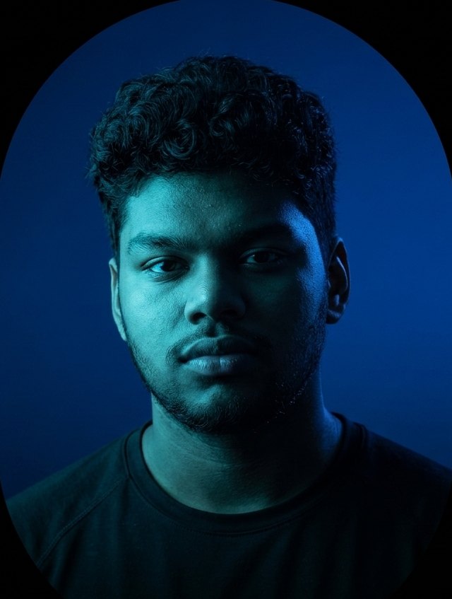 Portrait of Abrar Zahin in blue light
