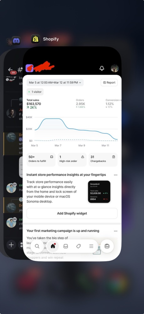 Store analytics showing a 200 thousand dollar week